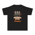Custom Name Kids Skeleton Crew Shirt, Retro Dancing Skeletons, Youth Halloween Tee