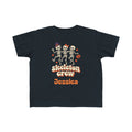 Custom Name Toddler Skeleton Crew Shirt, Retro Dancing Skeletons, Toddler Halloween Tee