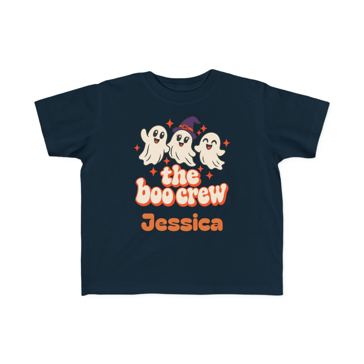 Toddler Boo Crew Shirt, Custom Name Toddler Halloween Tee, Retro Ghosts