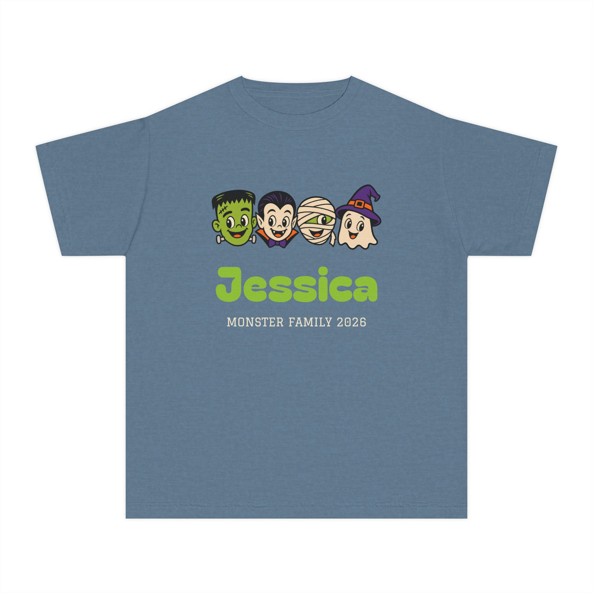Kids Monster Family Shirt, Custom Monster Name Youth Halloween Tee, Lil Boo, Comfort Colors