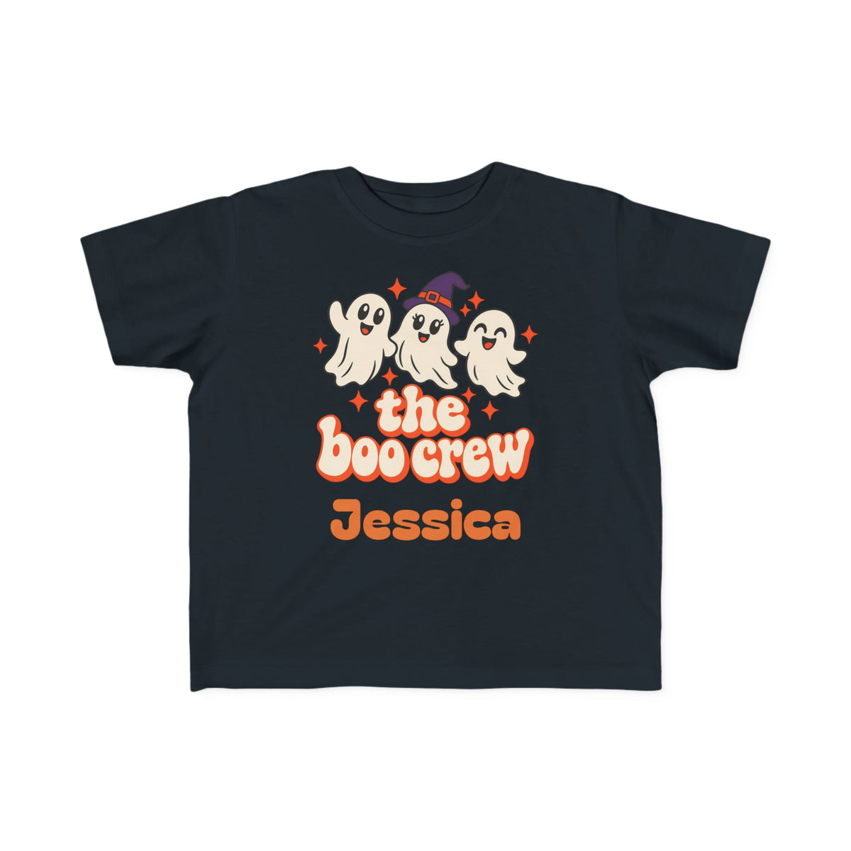 Toddler Boo Crew Shirt, Custom Name Toddler Halloween Tee, Retro Ghosts