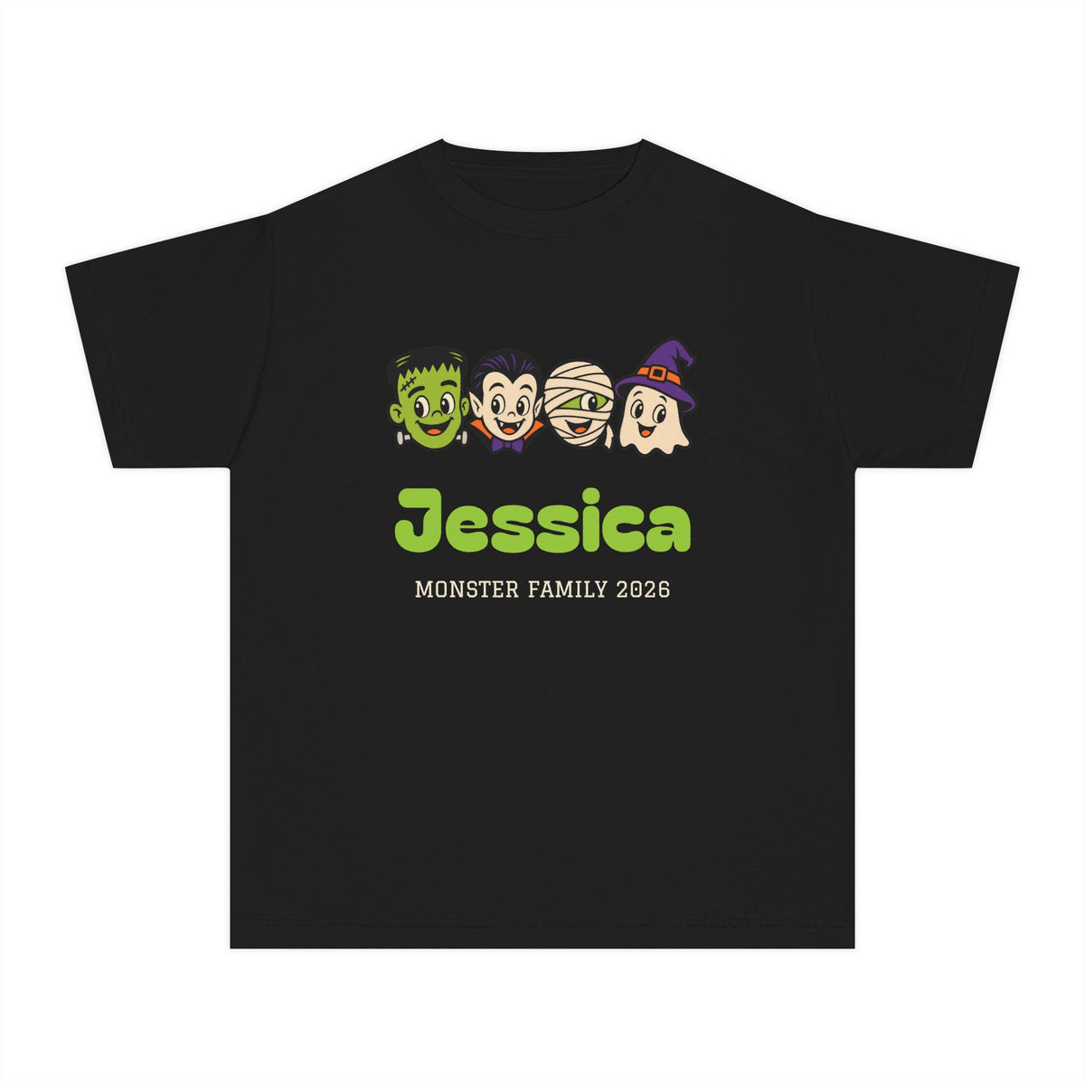 Kids Monster Family Shirt, Custom Monster Name Youth Halloween Tee, Lil Boo, Comfort Colors