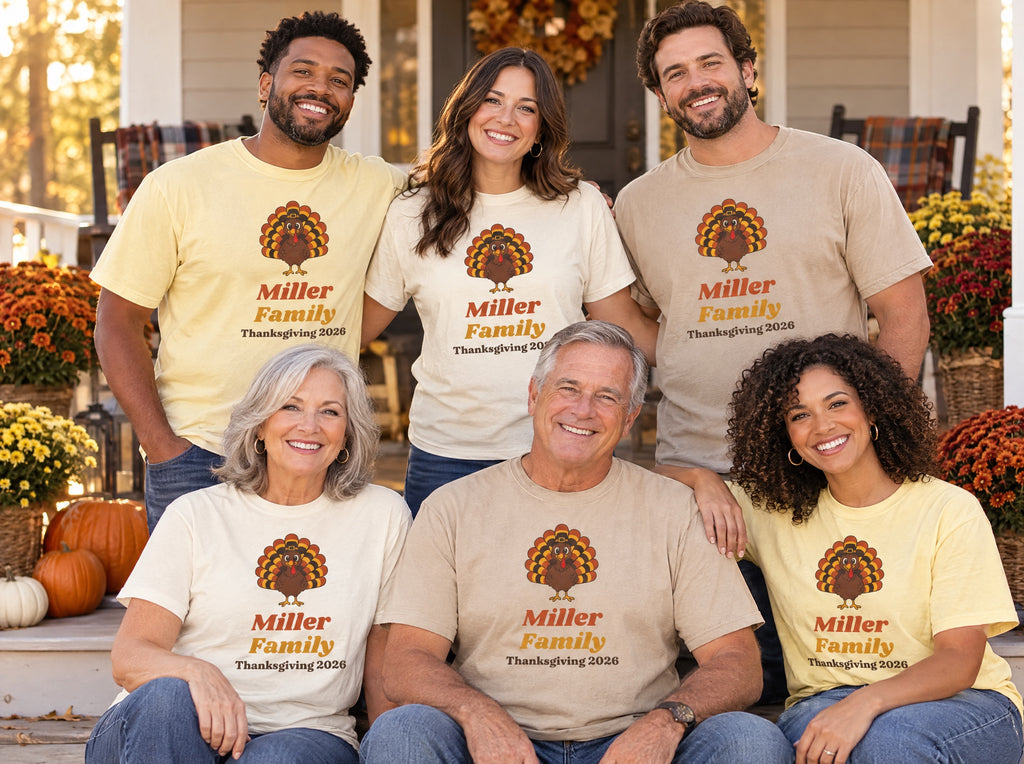 Family Thanksgiving Shirts 2026, Custom Family Name Turkey Tee, Matching Thanksgiving Shirt, Retro Turkey Shirt, Comfort Colors