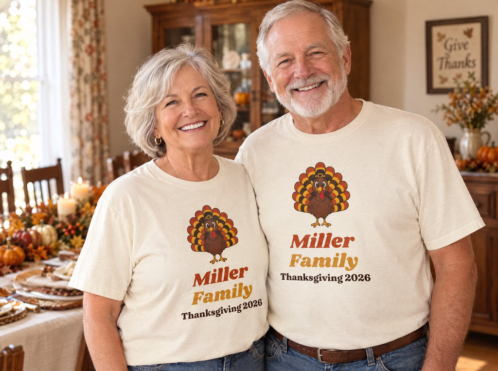 Family Thanksgiving Shirts 2026, Custom Family Name Turkey Tee, Matching Thanksgiving Shirt, Retro Turkey Shirt, Comfort Colors