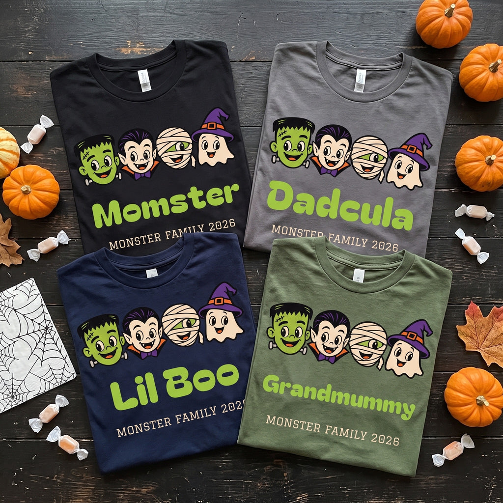 Monster Family Halloween Shirts, Momster Dadcula Shirt, Custom Matching Family Halloween Tee, Retro Monster Group Shirt, Comfort Colors