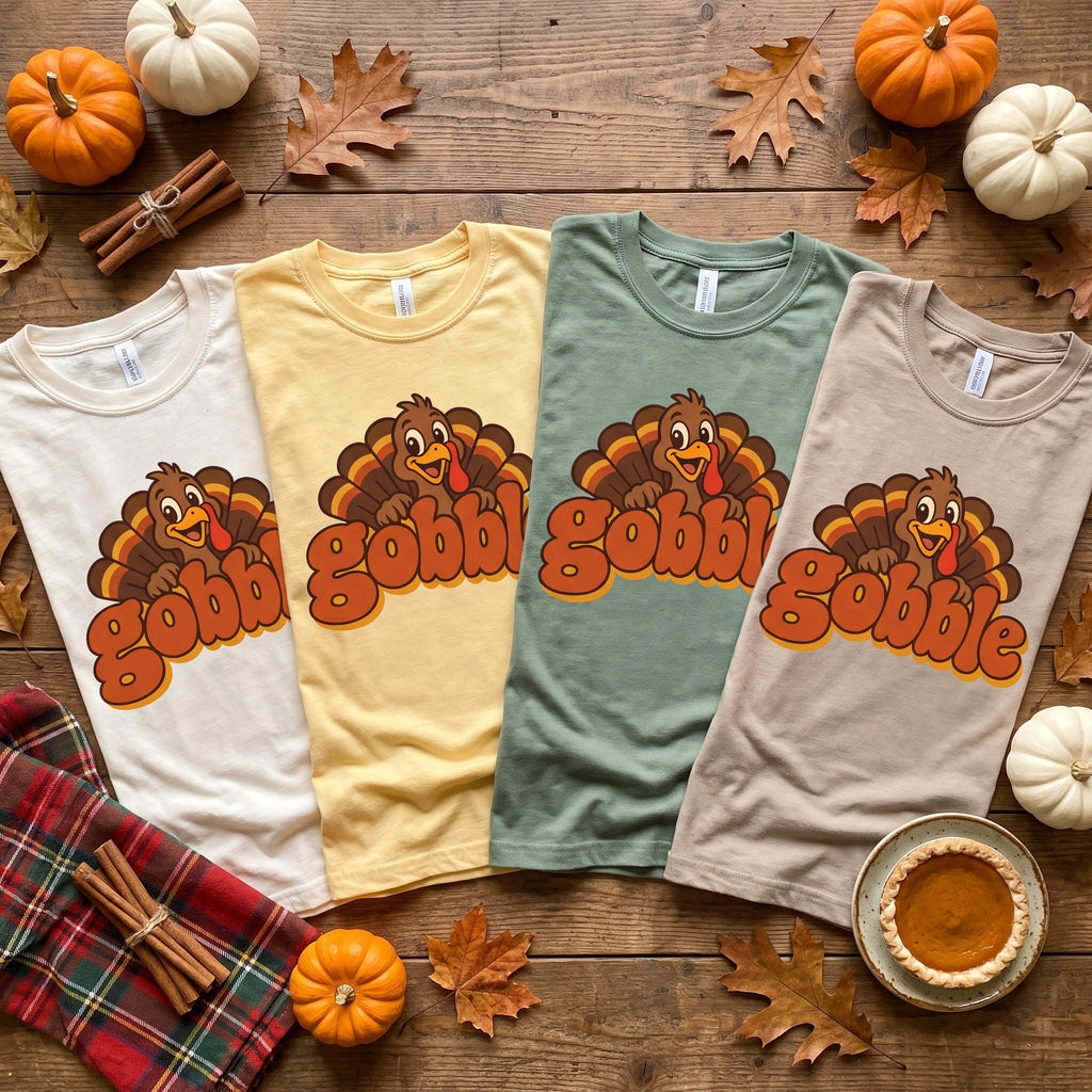 Gobble Shirt, Funny Thanksgiving Shirt, Matching Family Thanksgiving Shirts, Retro Turkey Tee, Friendsgiving Group Shirt, Comfort Colors