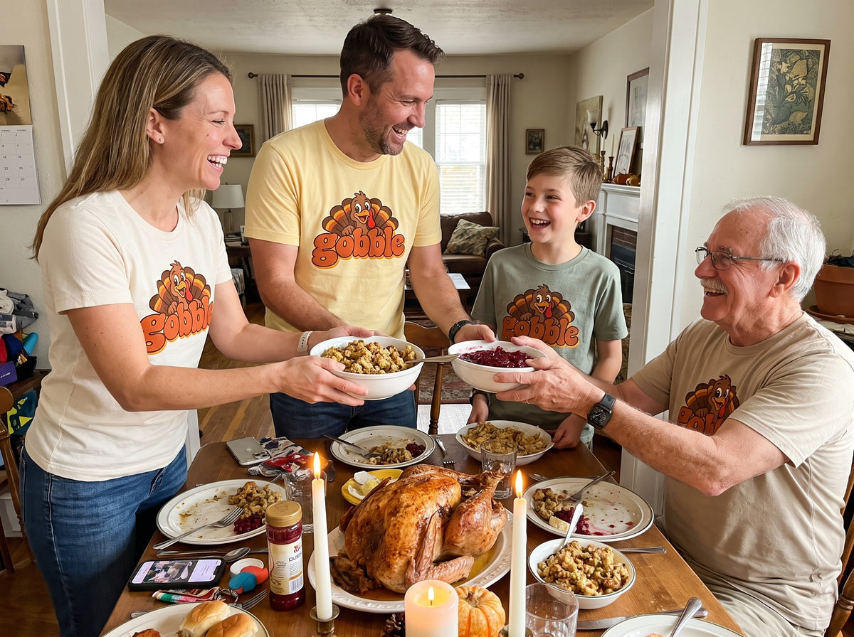 Gobble Shirt, Funny Thanksgiving Shirt, Matching Family Thanksgiving Shirts, Retro Turkey Tee, Friendsgiving Group Shirt, Comfort Colors