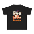 Kids Boo Crew Shirt, Custom Name Youth Halloween Tee, Retro Ghosts, Comfort Colors