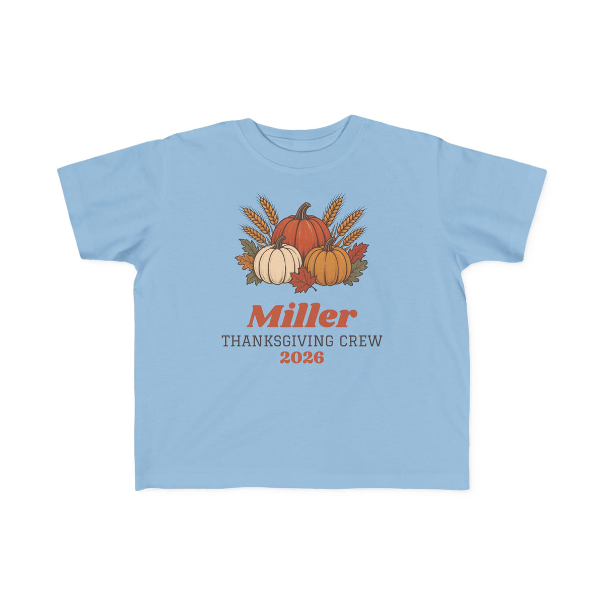 Toddler Thanksgiving Crew 2026 Shirt, Custom Family Name Toddler Tee, Pumpkin Fall Design
