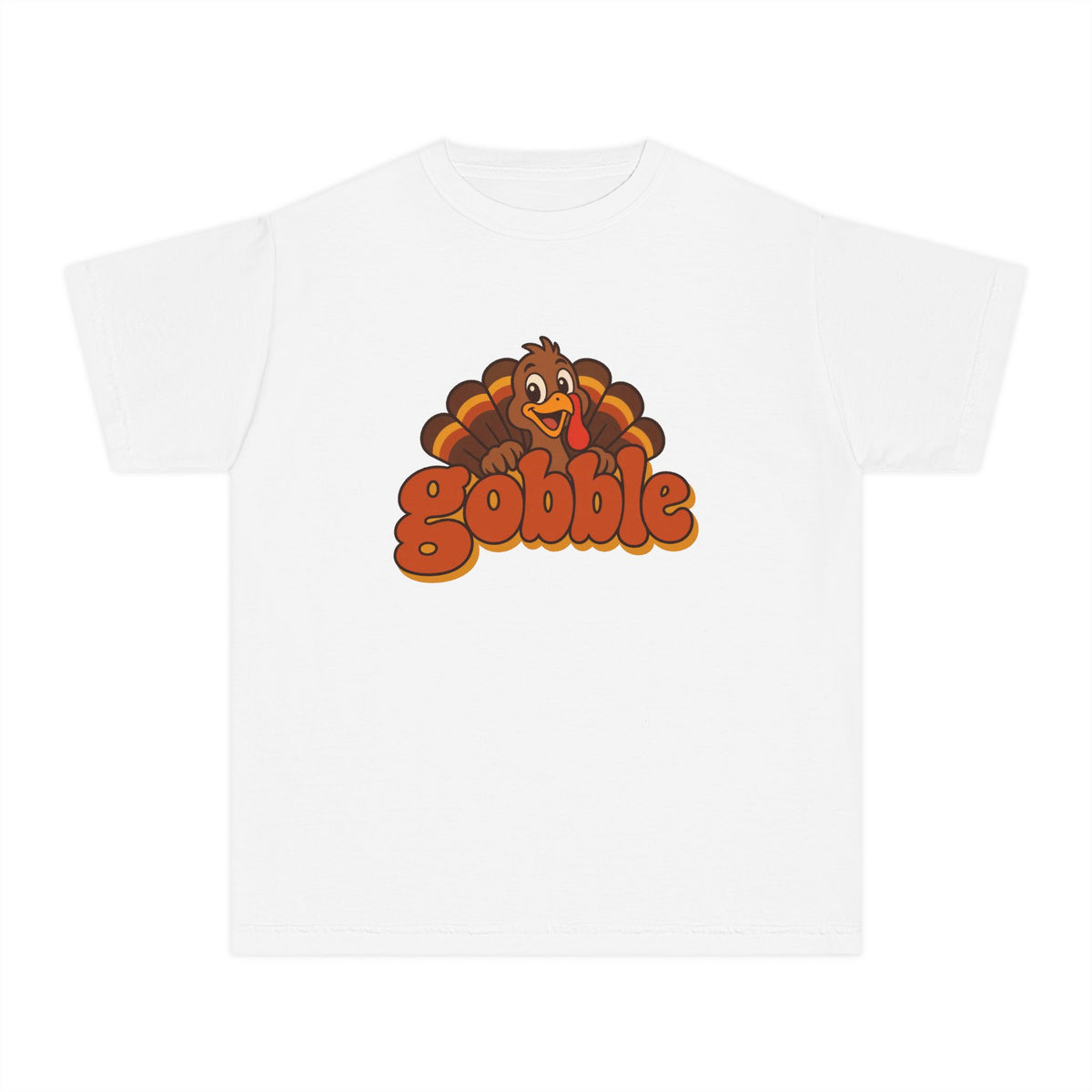Kids Gobble Shirt, Youth Thanksgiving Tee, Retro Turkey, Matching Family Shirts