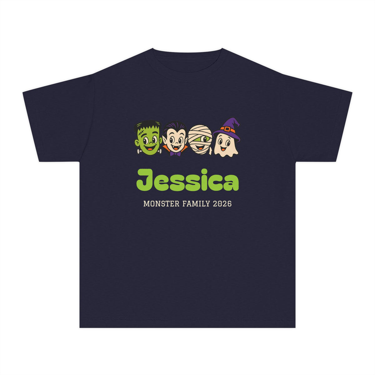 Kids Monster Family Shirt, Custom Monster Name Youth Halloween Tee, Lil Boo, Comfort Colors