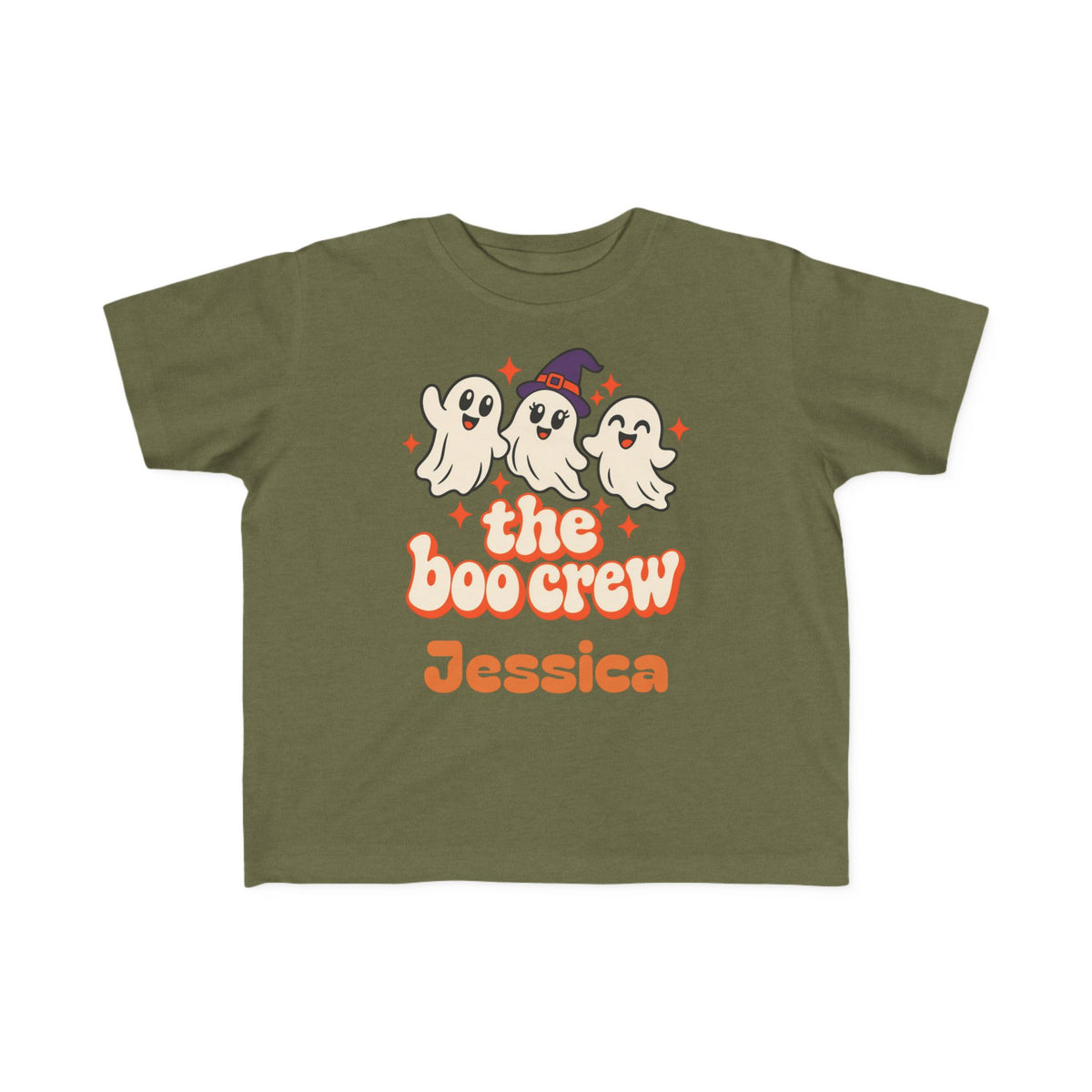 Toddler Boo Crew Shirt, Custom Name Toddler Halloween Tee, Retro Ghosts